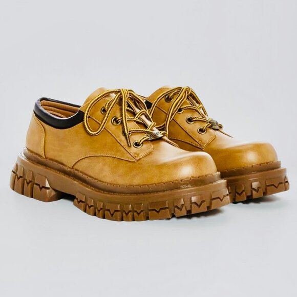 dELiA*s Shoes - dELiA*s Chunky Platform Lace-Up Shoes in Tan and Black